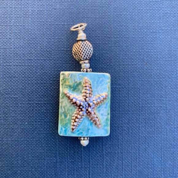 Porcelain & Silver Star Fish Pendant + Chain (New) - Picture 3 of 3